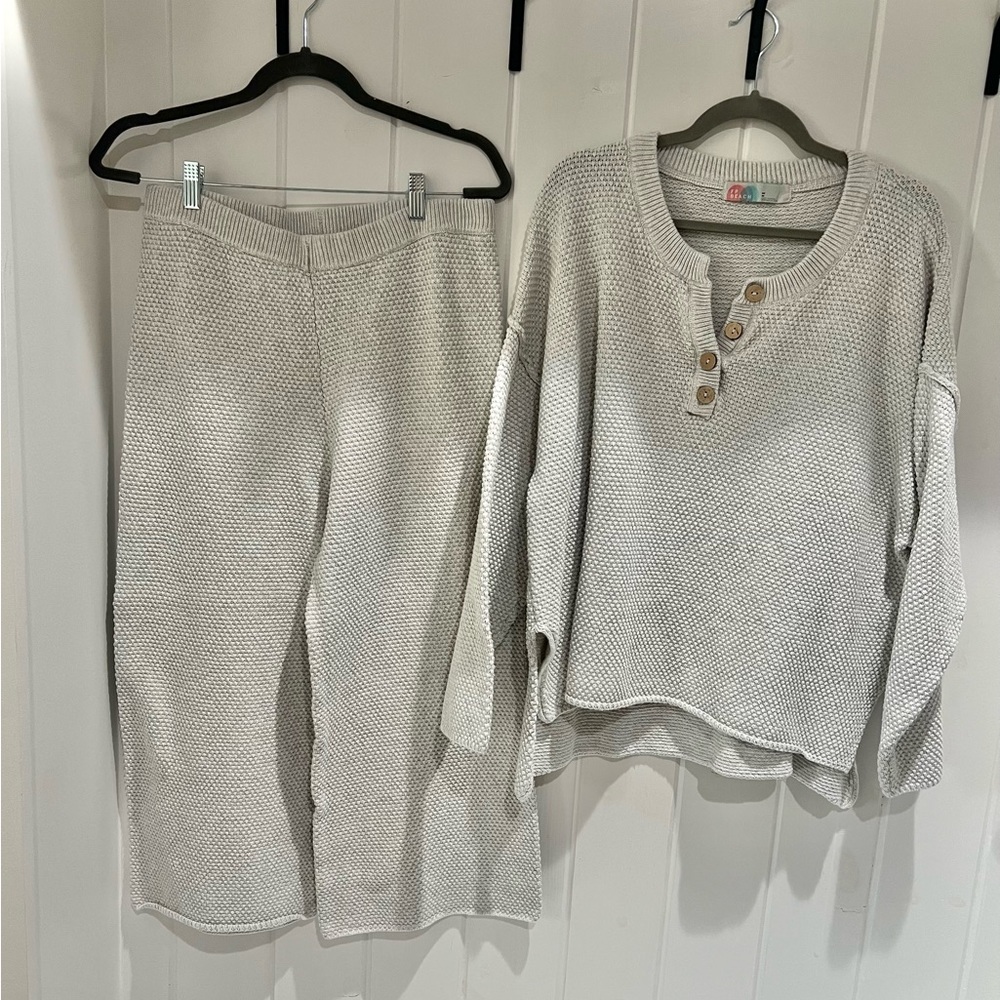FREE PEOPLE BEACH Hailee Sweater Set | M | ivory heather